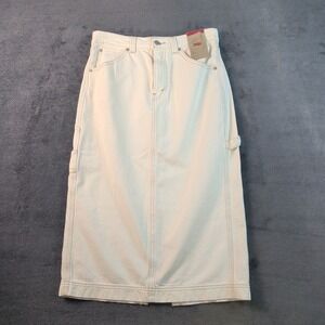 NWT Levi's Women's White Cream Iconic Long A-line Skirt Size 27 Carpenter
